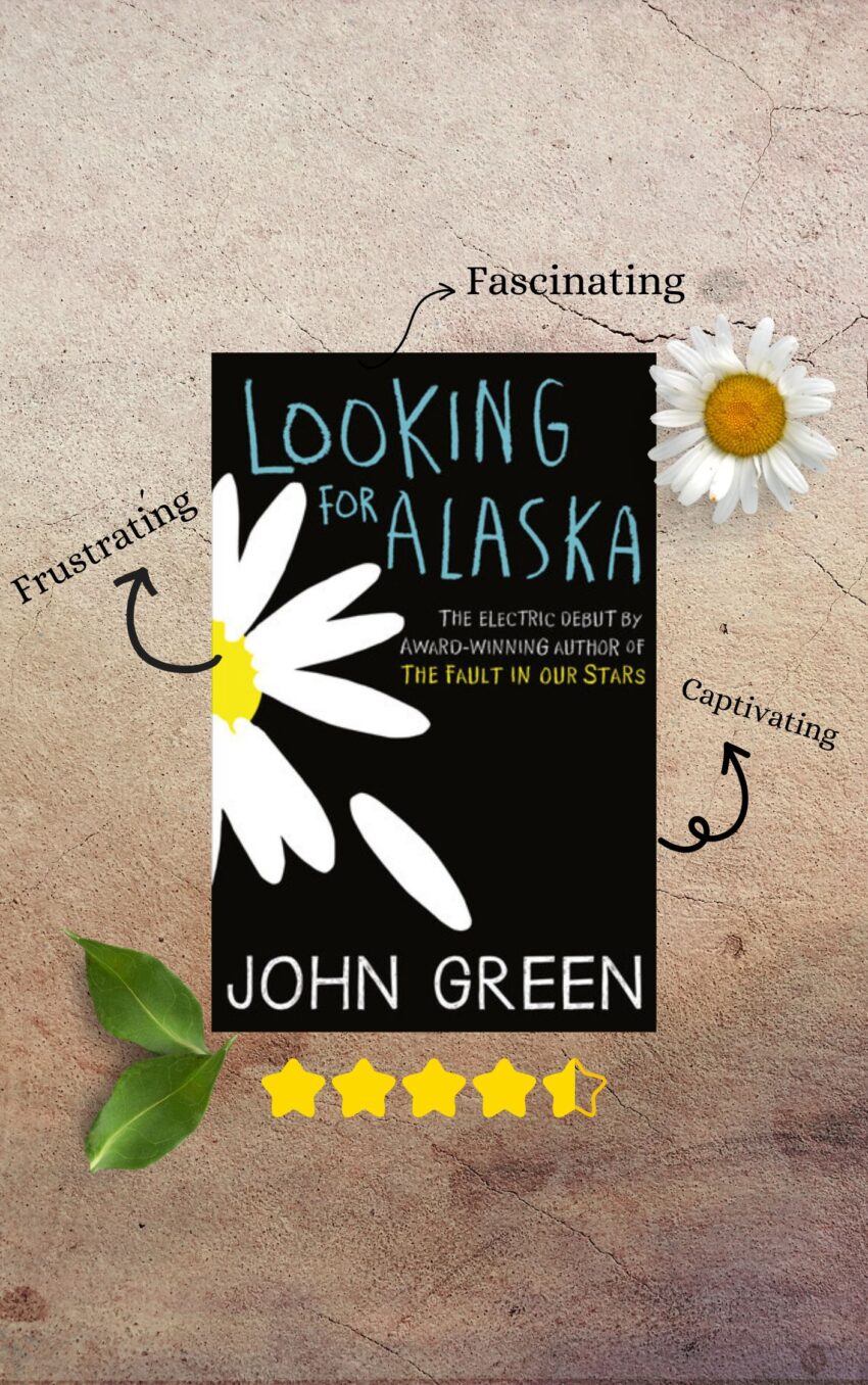 Cover art of Looking for Alaska by John Green, with abstract imagery representing the journey of self-discovery and the complexities of life